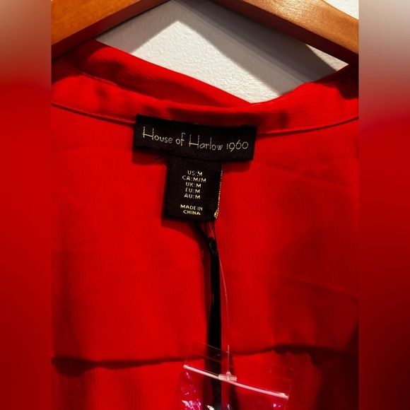 House of Harlow 1960 Red Satin Long Sleeve mini cocktail Christmas holiday - Picture 3 of 15